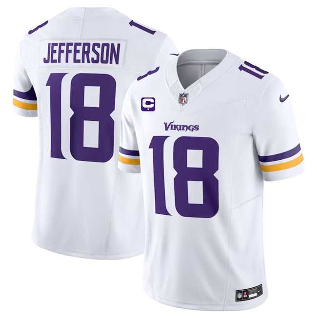 Men & Women & Youth Minnesota Vikings #18 Justin Jefferson White 2023 F.U.S.E. With 1-Star C Patch Vapor Untouchable Limited Jersey